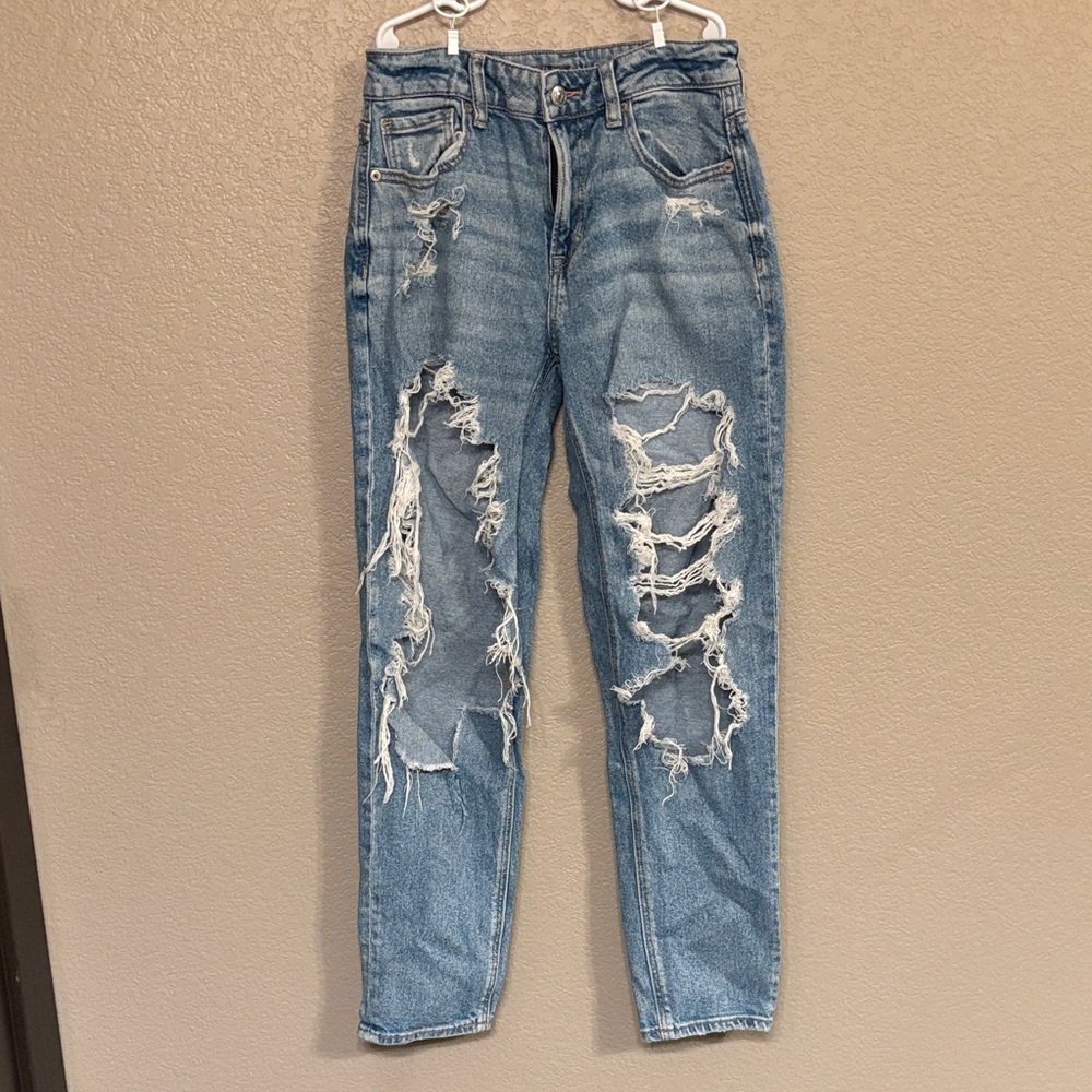 American Eagle Outfitters Distressed High Rise Mom Jeans